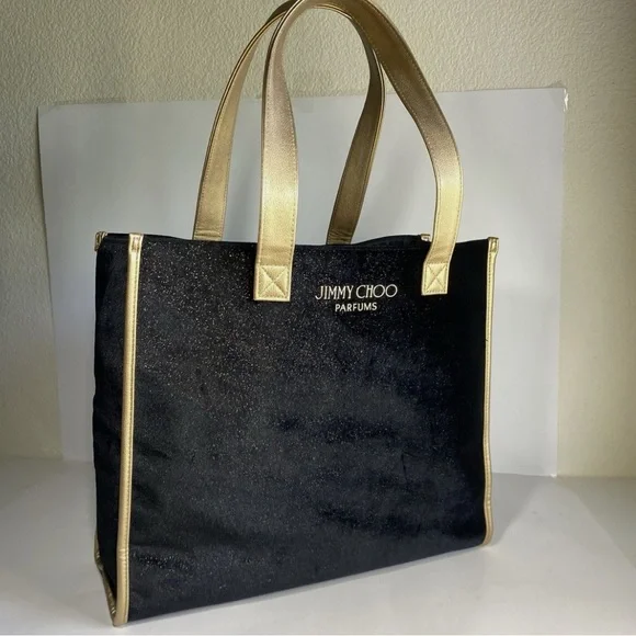 🦋 Jimmy CHOO Perfume Bag NWT Black Velvet Gold Glitter Designer Glam🦋 - Picture 14 of 14